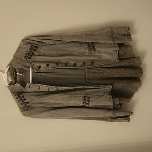 Free People Olive Green Ruffle Military Jacket